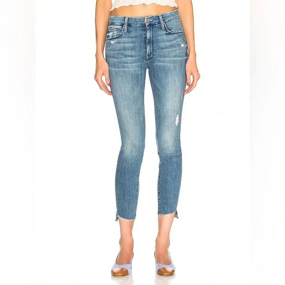 MOTHER Denim - Mother Looker Ankle Step Fray Where’s The Smoke Denim Blue Jeans Women’s Size 25